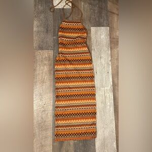 Orange and Brown Patterned Dress